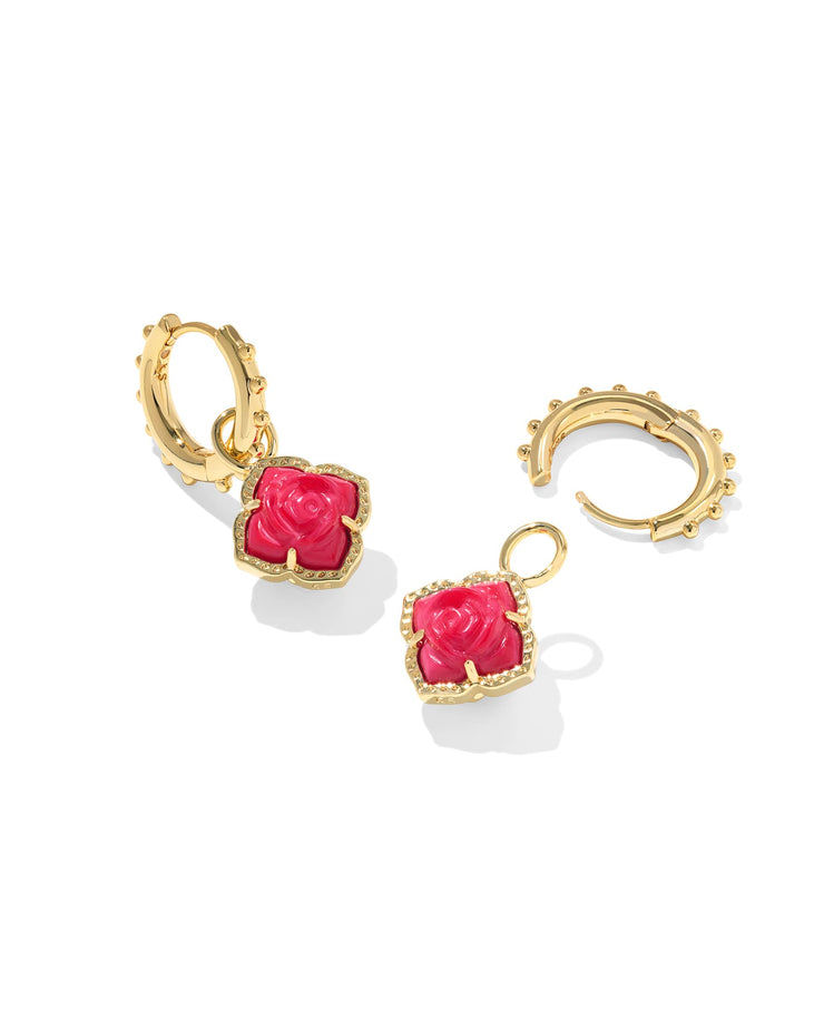 Kendra Scott Mallory Rose Gold Huggie Earrings in Red Mother of Pearl