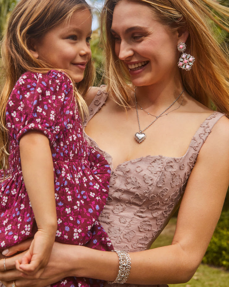 Kendra Scott Mallory Rose Locket Silver Necklace in Silver