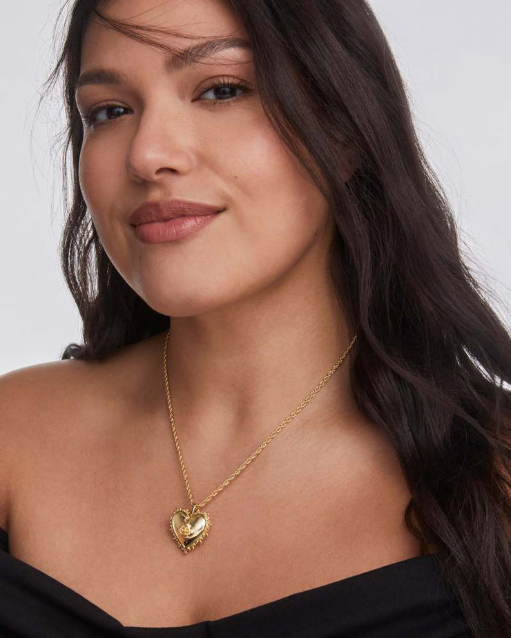 Kendra Scott Mallory Rose Locket Gold Necklace in Gold