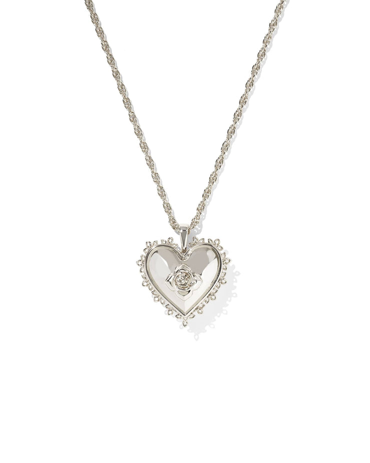 Kendra Scott Mallory Rose Locket Silver Necklace in Silver
