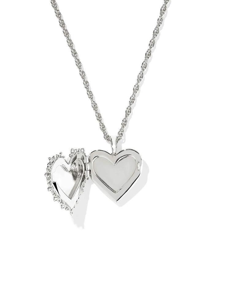 Kendra Scott Mallory Rose Locket Silver Necklace in Silver