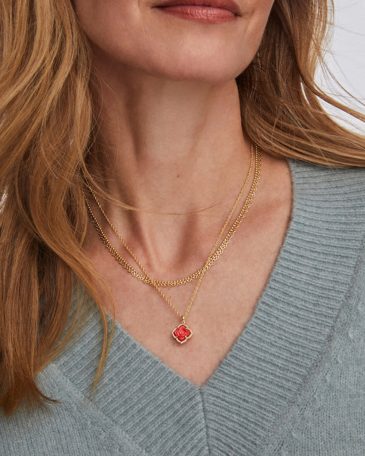 Kendra Scott Mallory Multi Strand Gold Necklace in Red Mother of Pearl