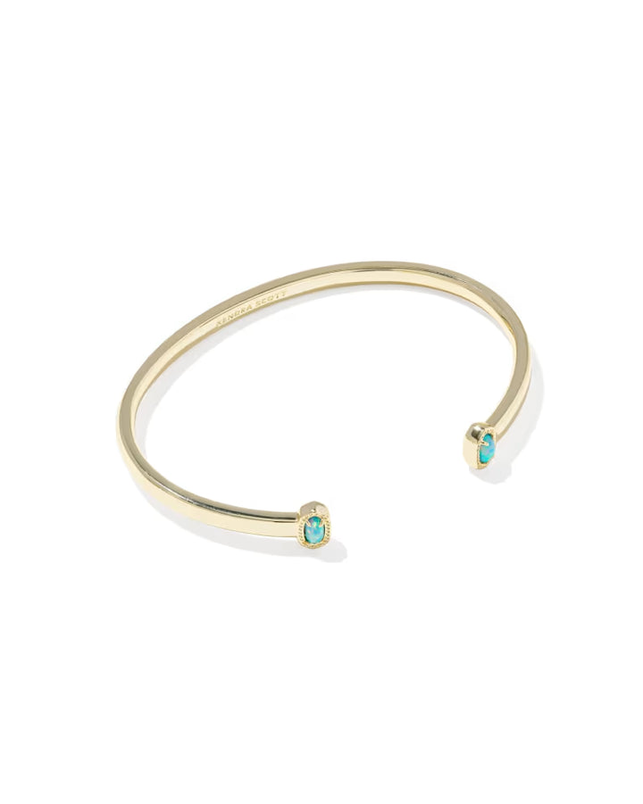 Kendra Scott Mini Elton Gold Cuff Bracelet in Blue Lab Grown Opal