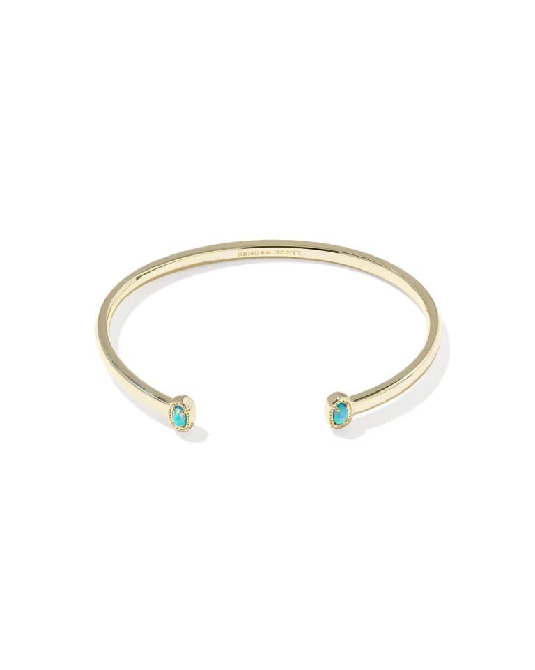 Kendra Scott Mini Elton Gold Cuff Bracelet in Blue Lab Grown Opal