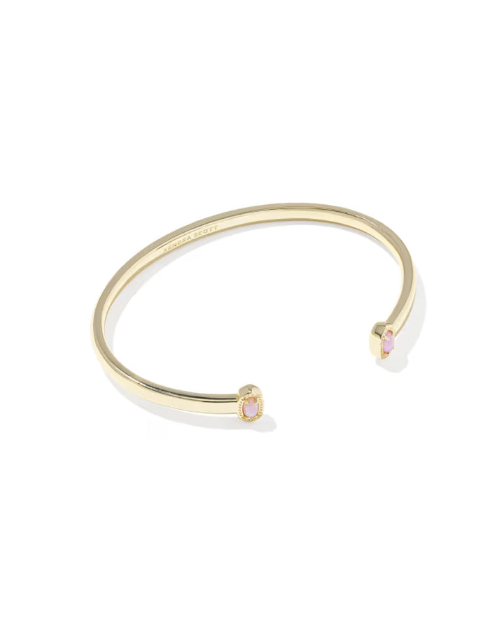 Kendra Scott Mini Elton Gold Cuff Bracelet in Light Pink Lab Grown Opal