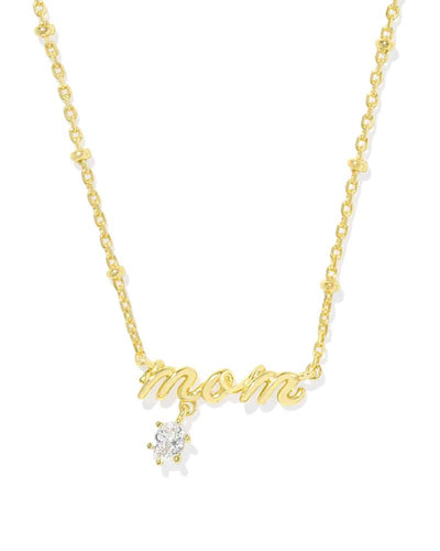 Kendra Scott Mom Crystal Necklace in Gold