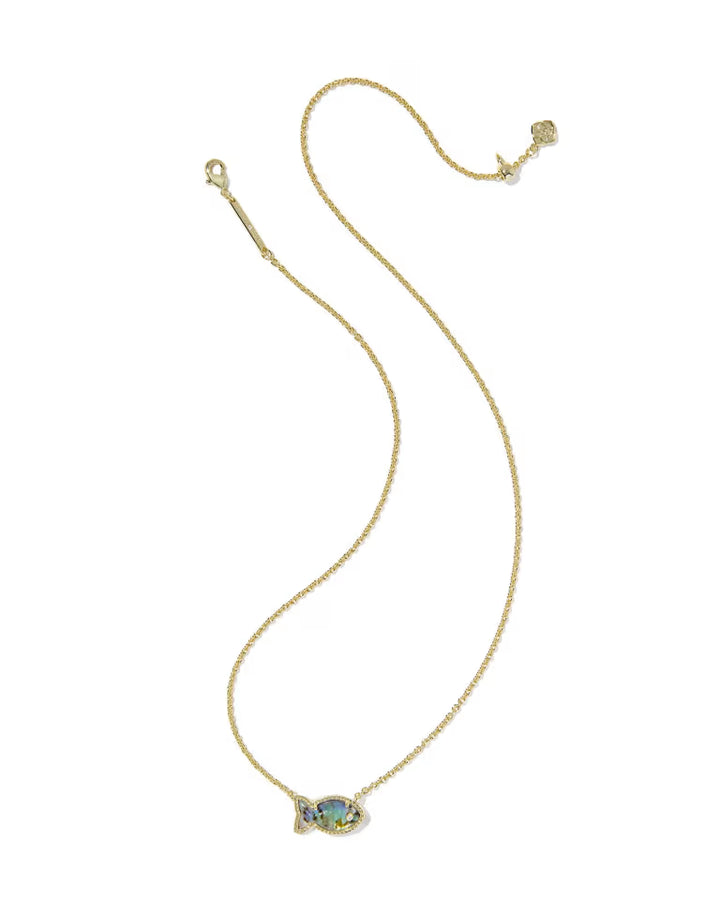 Kendra Scott Parker Fish Gold Pendant Necklace in Abalone Shell