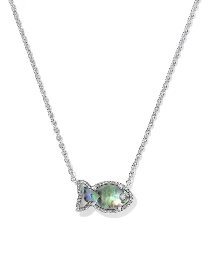 Kendra Scott Parker Fish Silver Pendant Necklace in Abalone Shell