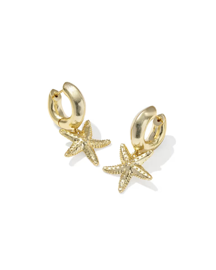 Kendra Scott Parker Starfish Gold Huggie Earrings