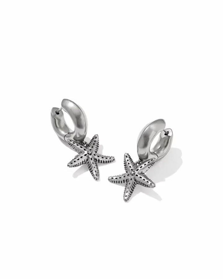 Kendra Scott Parker Starfish Vintage Silver Huggie Earrings
