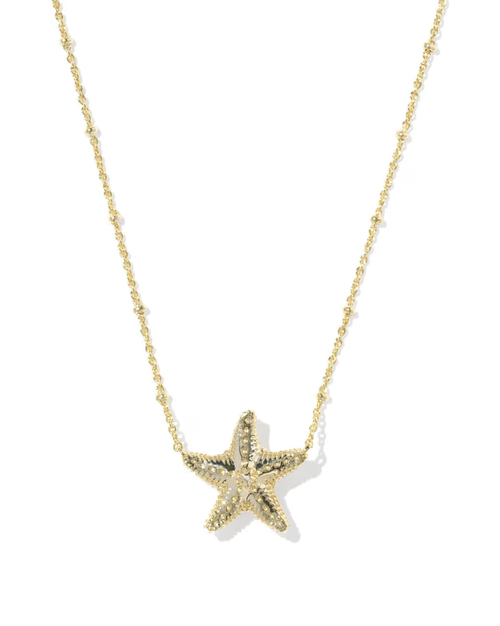 Kendra Scott Parker Starfish Gold Pendant Necklace in Natural Mother of Pearl