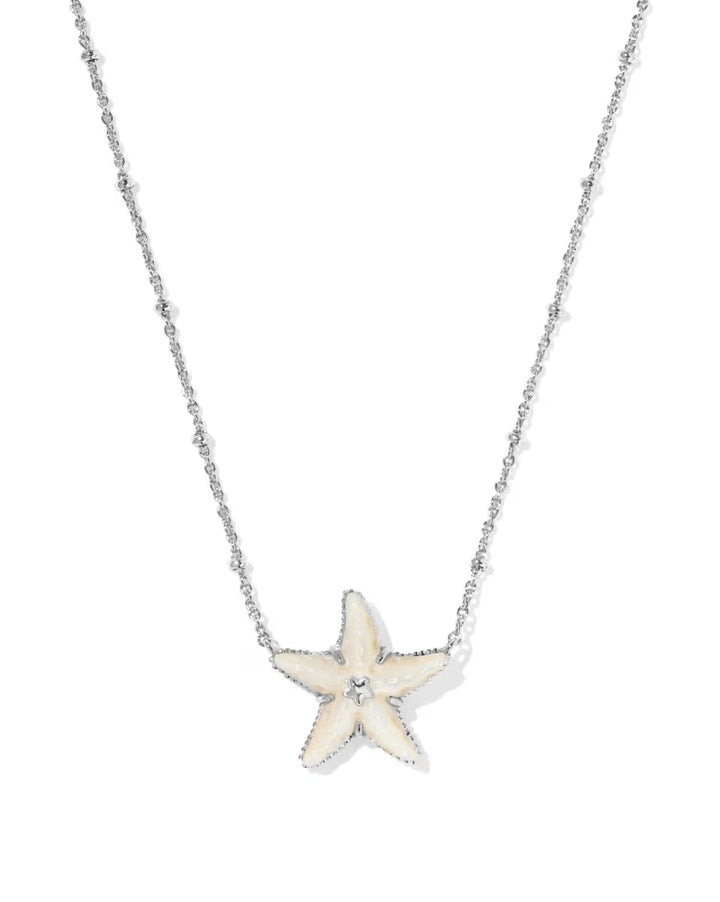 Kendra Scott Parker Starfish Silver Pendant Necklace in Natural Mother of Pearl