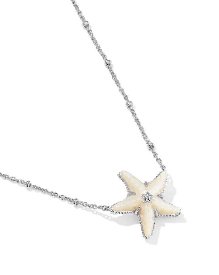 Kendra Scott Parker Starfish Silver Pendant Necklace in Natural Mother of Pearl