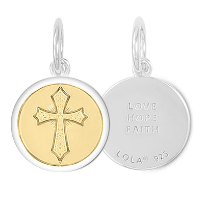 Lola Cross Pendant - Gold Center