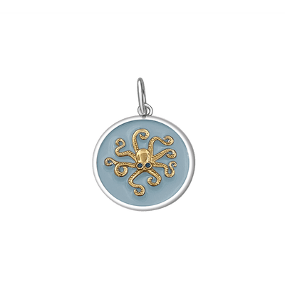 Lola Octopus Pendant - Gold Pale Blue