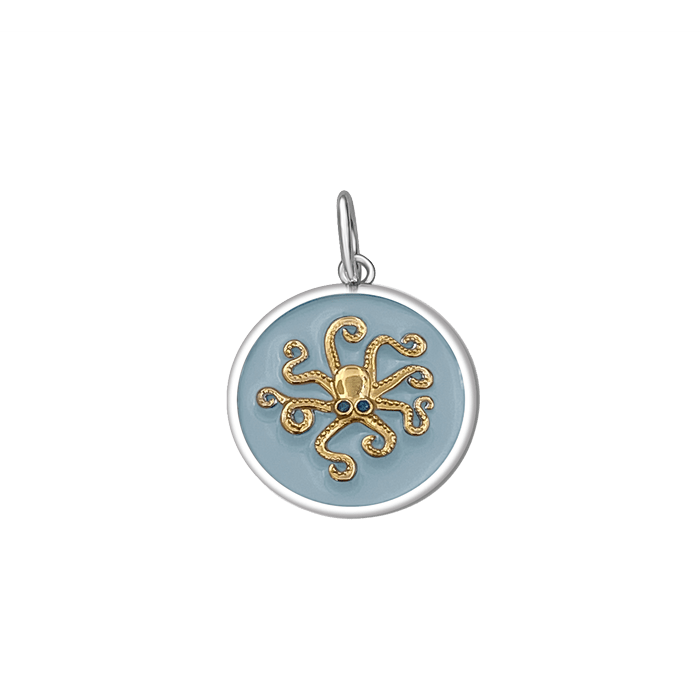 Lola Octopus Pendant - Gold Pale Blue