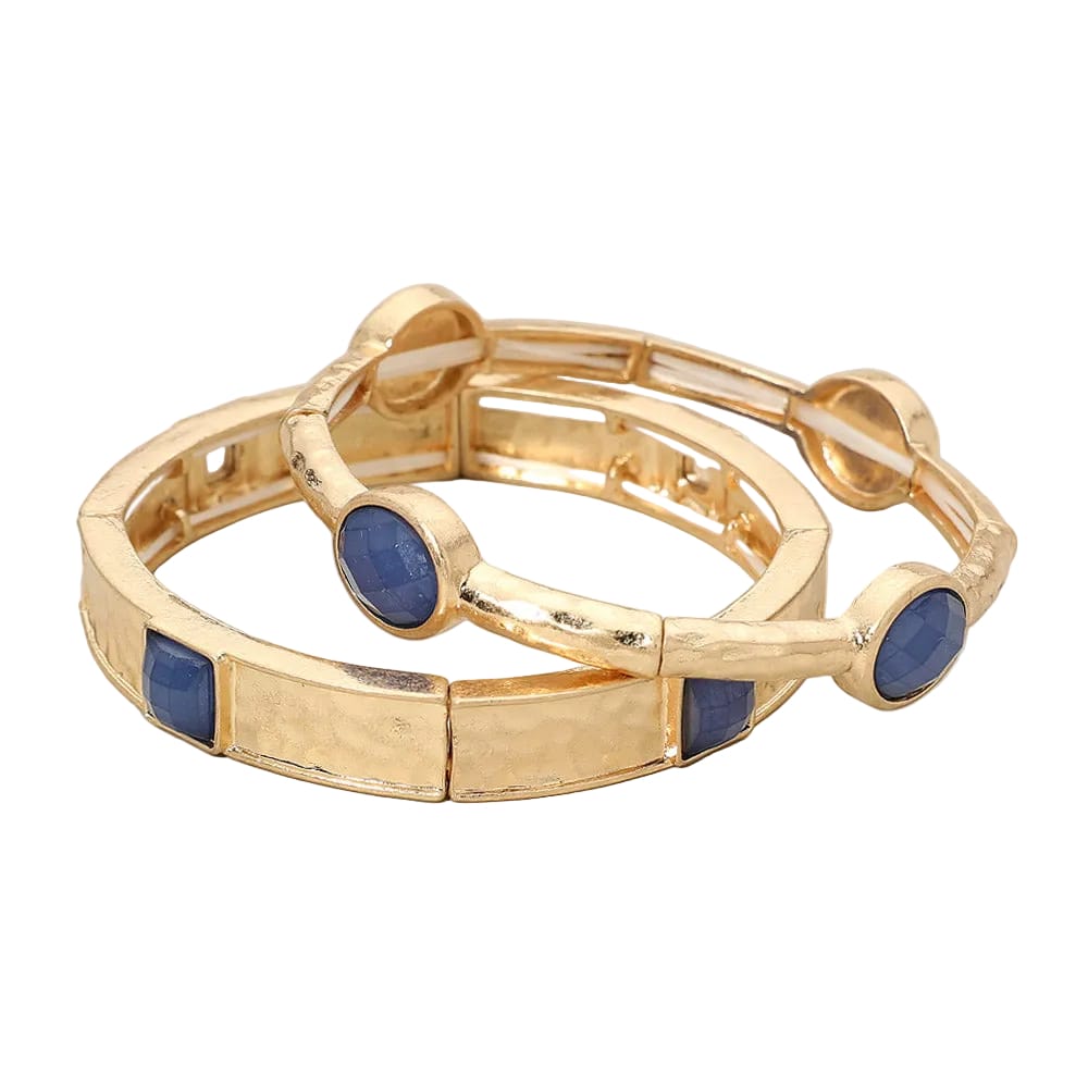 Gemma Hammered Stone Bracelet Stack – Set of 2 Gemma Hammered Stone Bracelet Stack – Set of 2 Bracelet