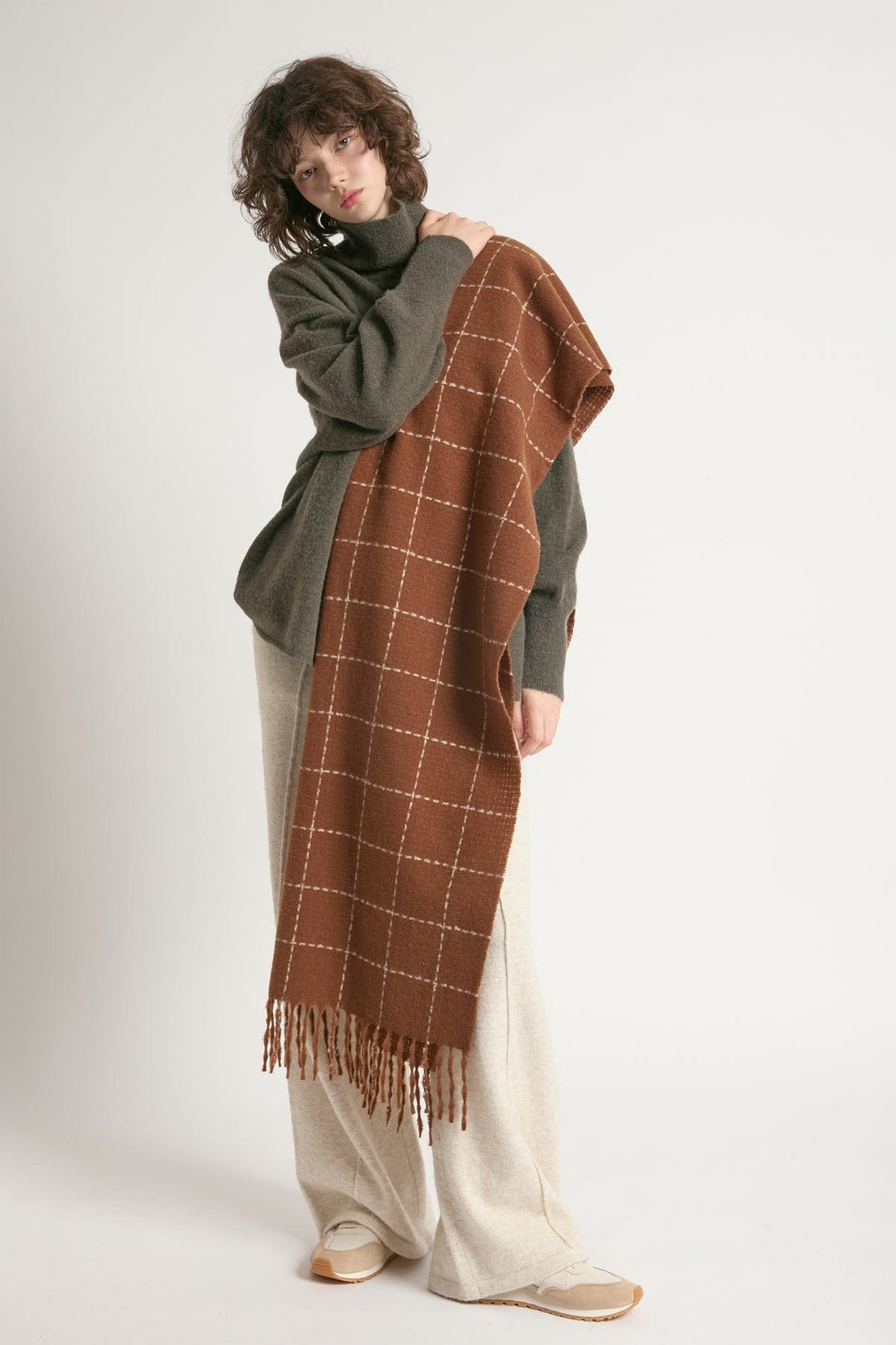Cozy Grid Blanket Scarf