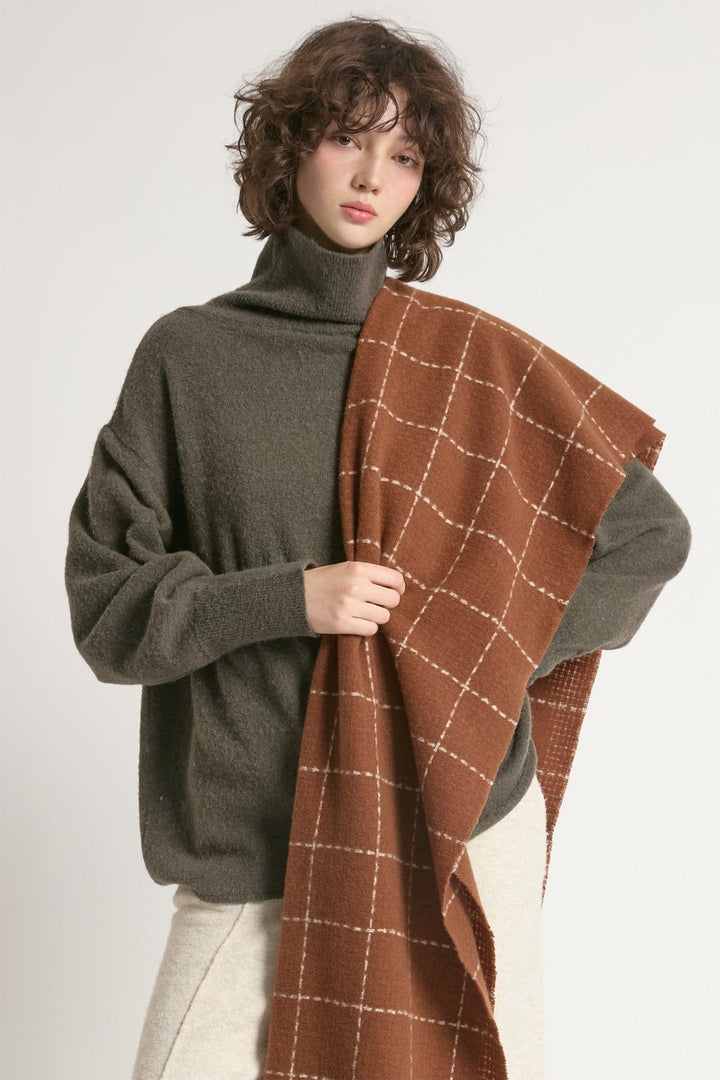 Cozy Grid Blanket Scarf