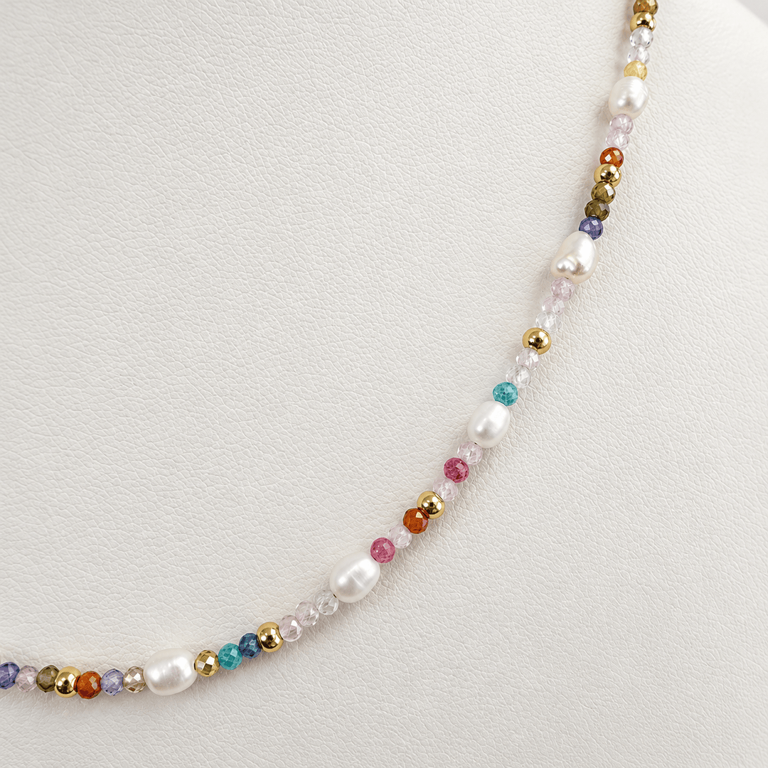 Pearl Confetti Dainty Gemstone Beaded Necklace Pearl Confetti Gemstone Beaded Necklace | 18K Gold Necklaces