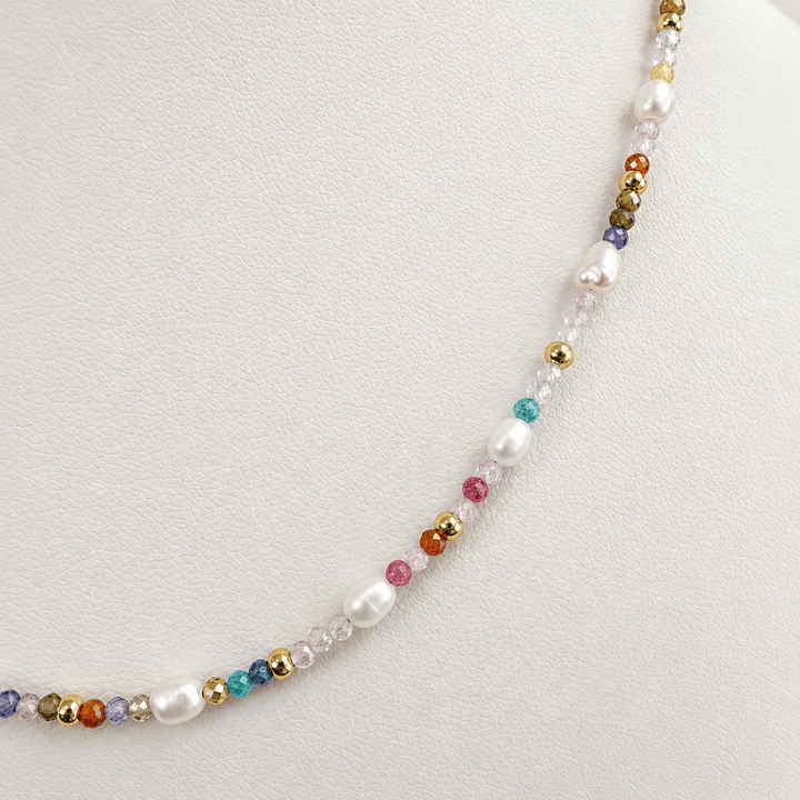 Pearl Confetti Dainty Gemstone Beaded Necklace Pearl Confetti Gemstone Beaded Necklace | 18K Gold Necklaces