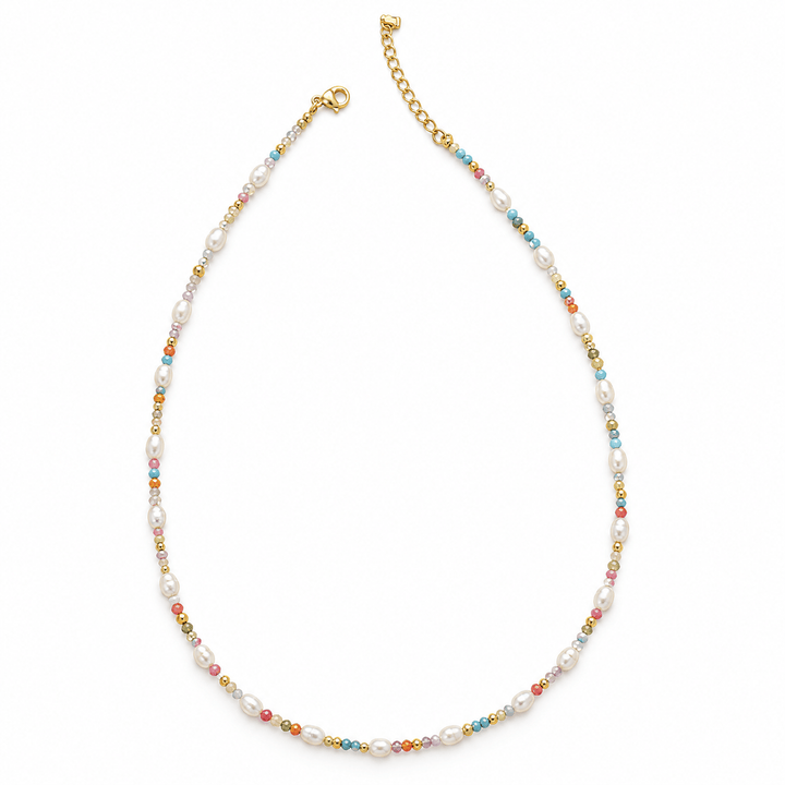 Pearl Confetti Dainty Gemstone Beaded Necklace Pearl Confetti Gemstone Beaded Necklace | 18K Gold Necklaces