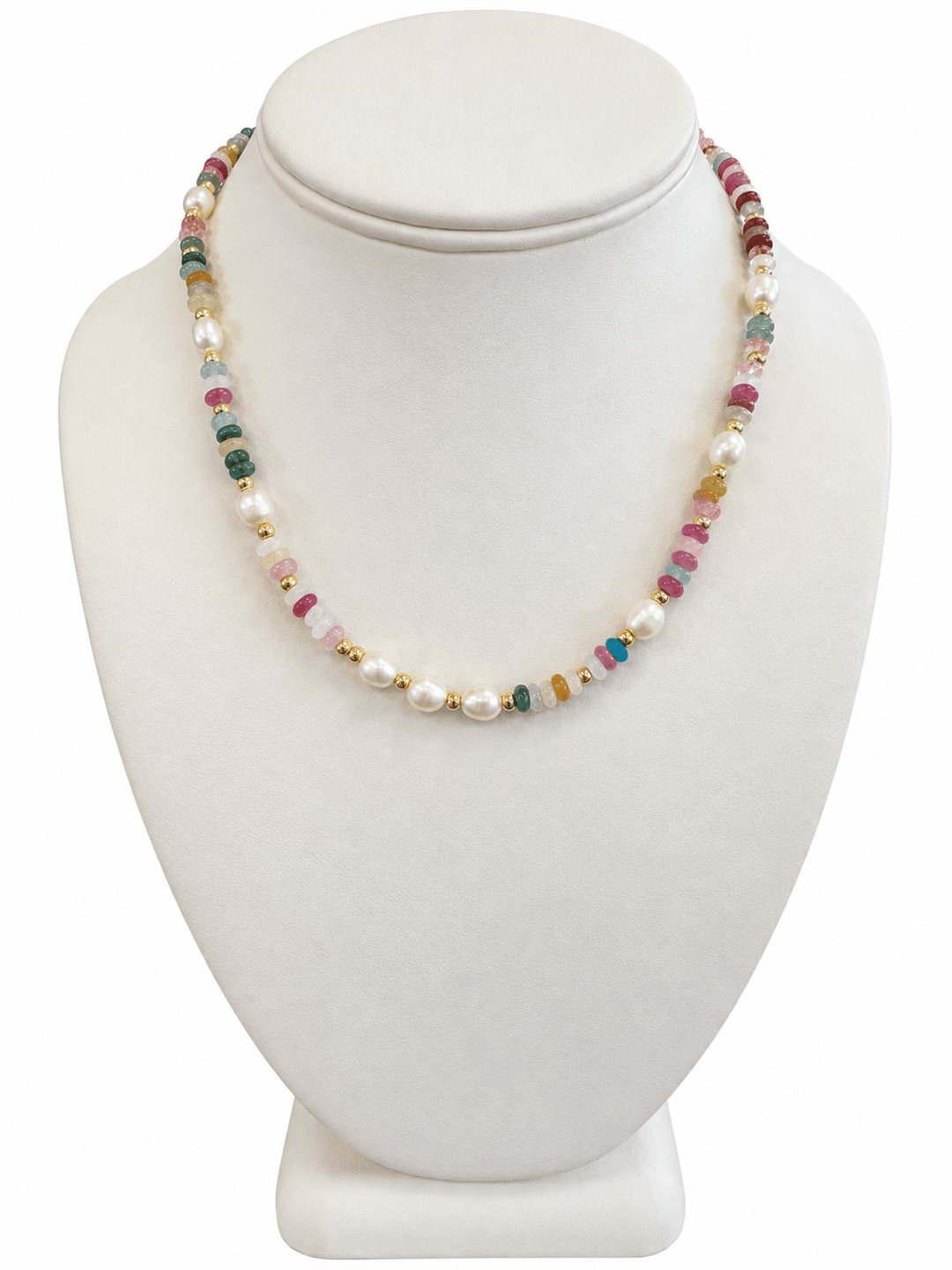 Happy Pearl Gemstone Beaded Necklace Happy Pearl Gemstone Beaded Necklace | 18K Gold Plated Necklace