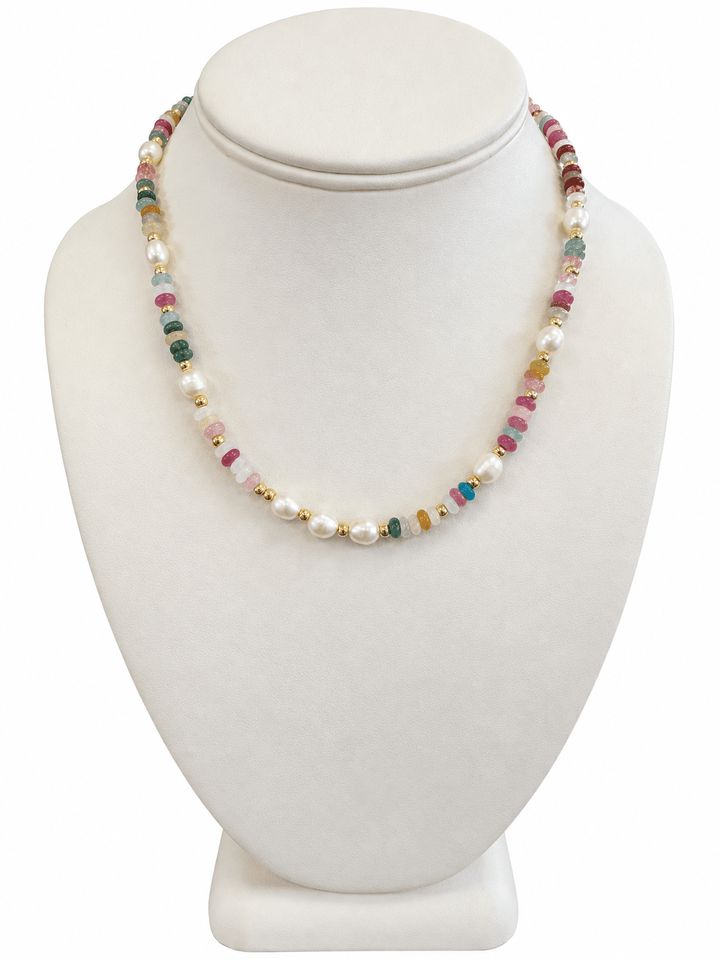 Happy Pearl Gemstone Beaded Necklace Happy Pearl Gemstone Beaded Necklace | 18K Gold Plated Necklace