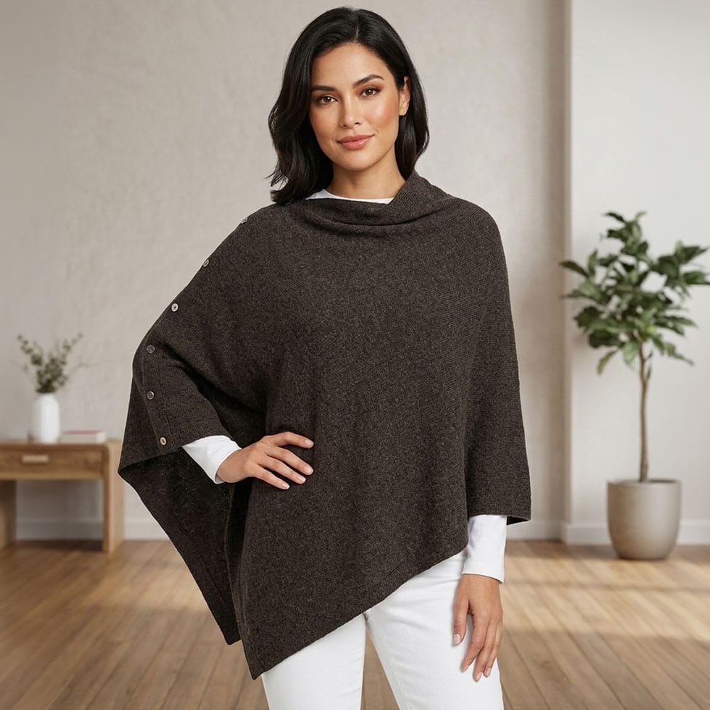 Convertible Button Poncho Wrap Shawl