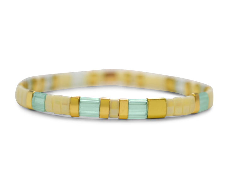 Breathe Morse Code Tila Beaded Bracelet - Mint to Be