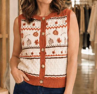 Pumpkin Patch Fair Isle Sweater Vest