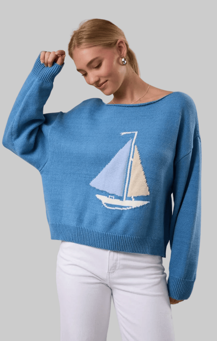 Regatta Sailboat Sweater in Blue