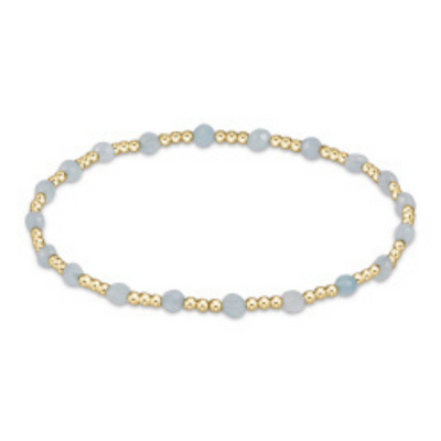 Enewton Gemstone Gold Sincerity Pattern 3mm Bead Bracelet - Aquamarine