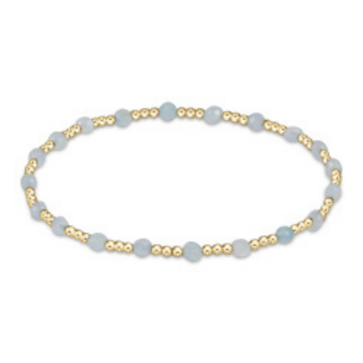 Enewton Gemstone Gold Sincerity Pattern 3mm Bead Bracelet - Aquamarine