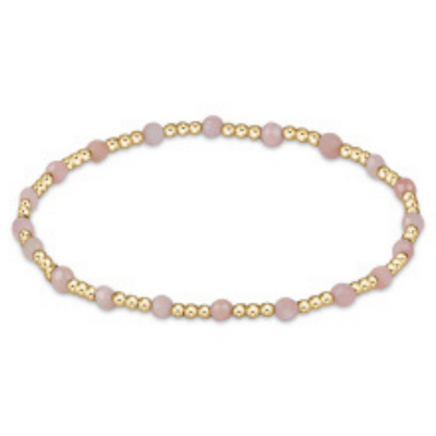 Enewton Gemstone Gold Sincerity Pattern 3mm Bead Bracelet - Pink Opal