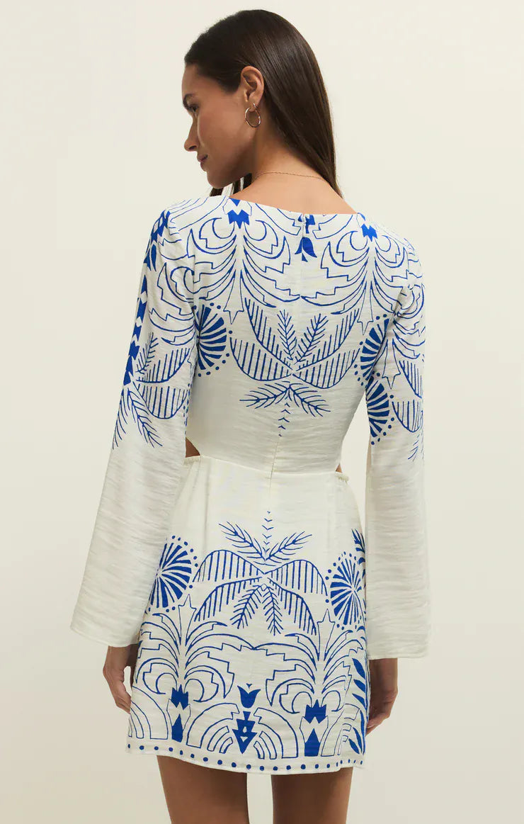 Z Supply Tahina Palm Mini Dress in Nautical Cobalt Blue