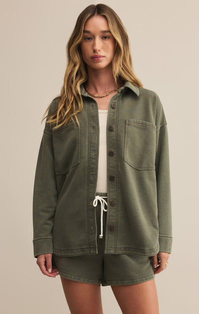Z. Supply All Day Knit Jacket in Hunter Green