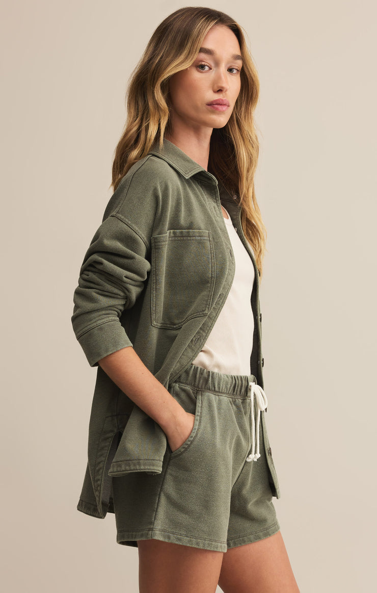 Z. Supply All Day Knit Jacket in Hunter Green