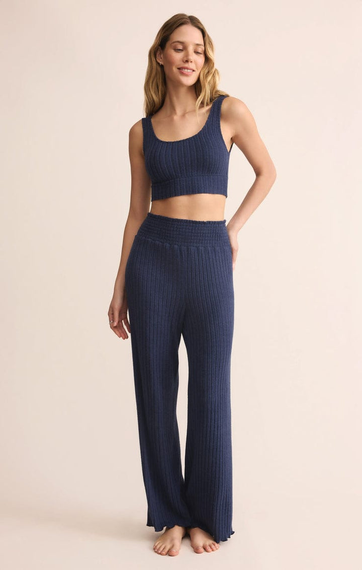 Dawn Smocked Rib Pant in Blue Sapphire