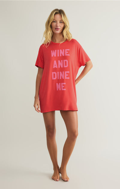 Wine & Dine Night Shirt in Hot Stuff