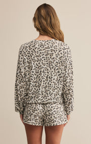 Z Supply Luxe Leopard Long Sleeve Top in Champagne