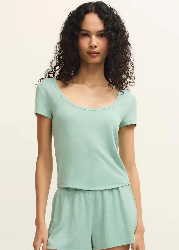 Z Supply Flower Market Soft Knit Tee in Crystal Green