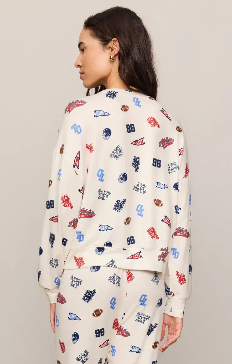 Z Supply Varsity Silky Jersey Long Sleeve Top in Sandstone