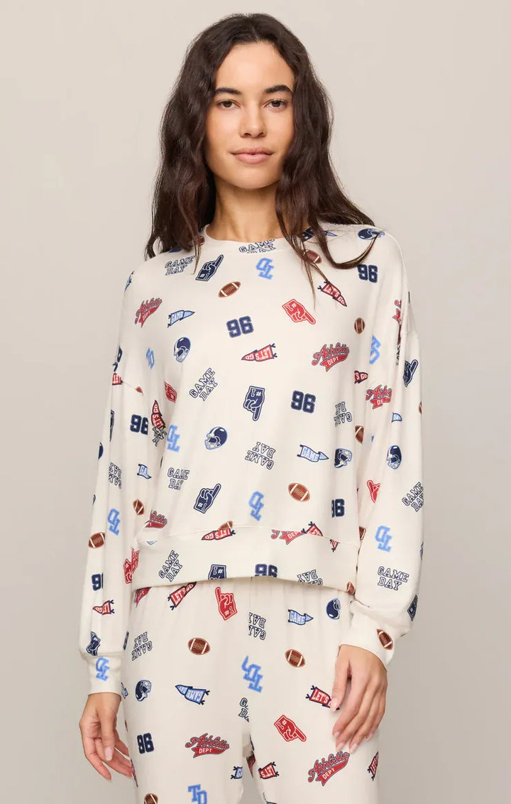 Z Supply Varsity Silky Jersey Long Sleeve Top in Sandstone