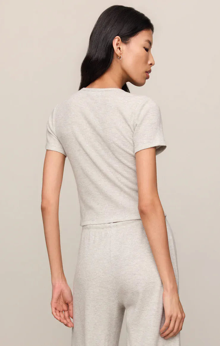 Z Supply Waffle Brushed Thermal Tee in Feather Grey