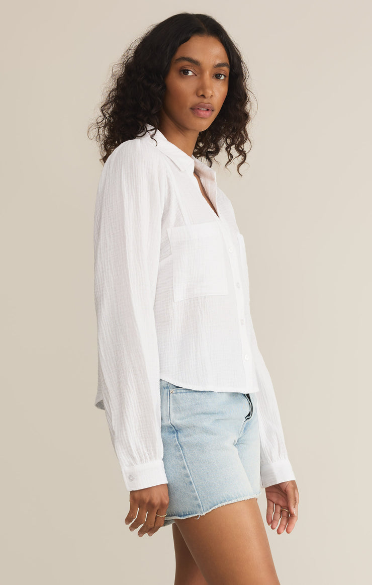 Z Supply Campo Button Up Gauze Top in White