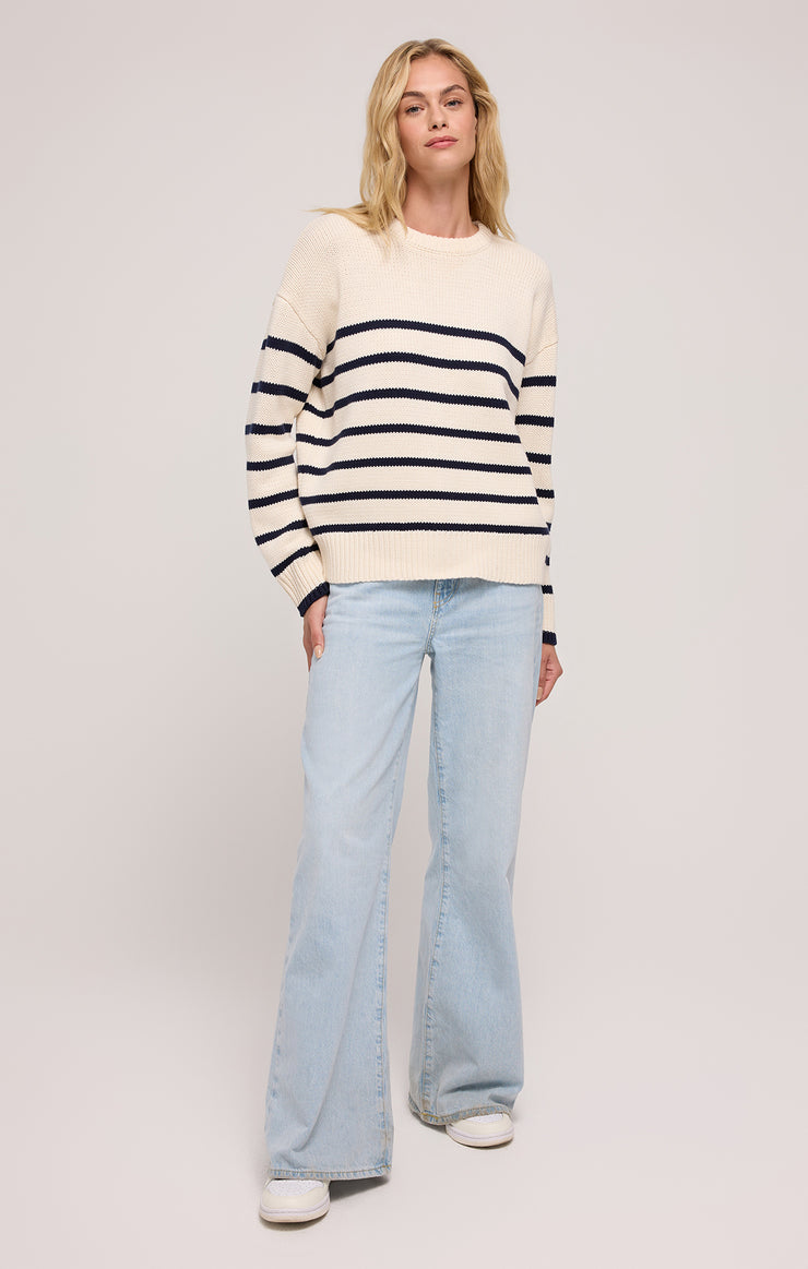 Boyfriend Stripe Sweater in Sea Salt