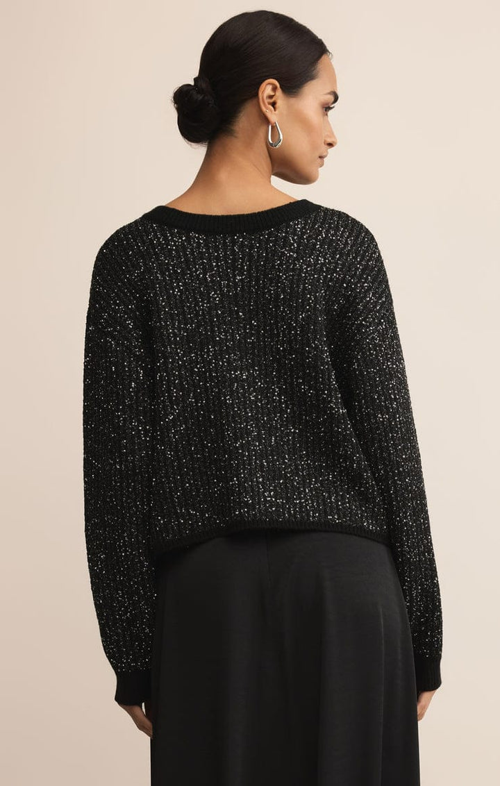 Gleam Sequin Sweater in Black