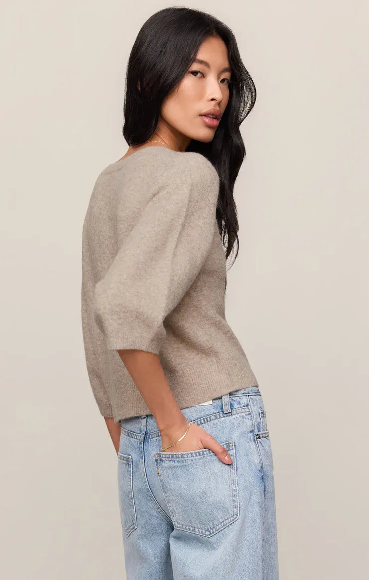 Z Supply Valor Short Sleeve Cardigan in Natural Heather