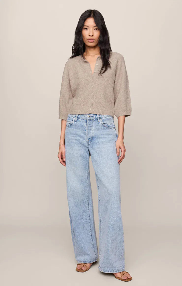 Z Supply Valor Short Sleeve Cardigan in Natural Heather